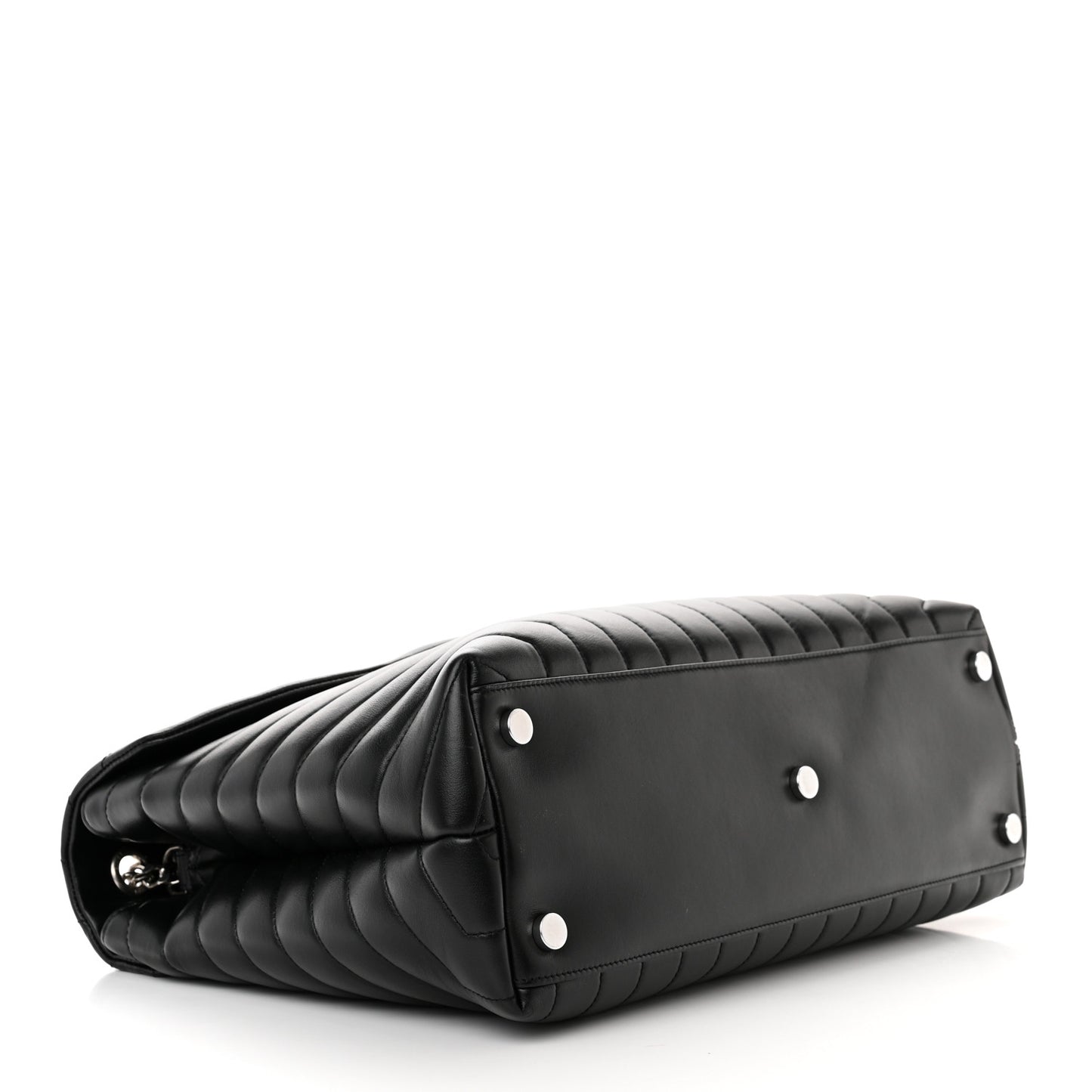 Calfskin Y Quilted Monogram Large Loulou Chain Satchel Black
