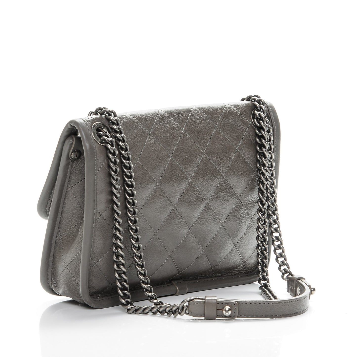 Calfskin Quilted Mini French Riviera Flap Grey
