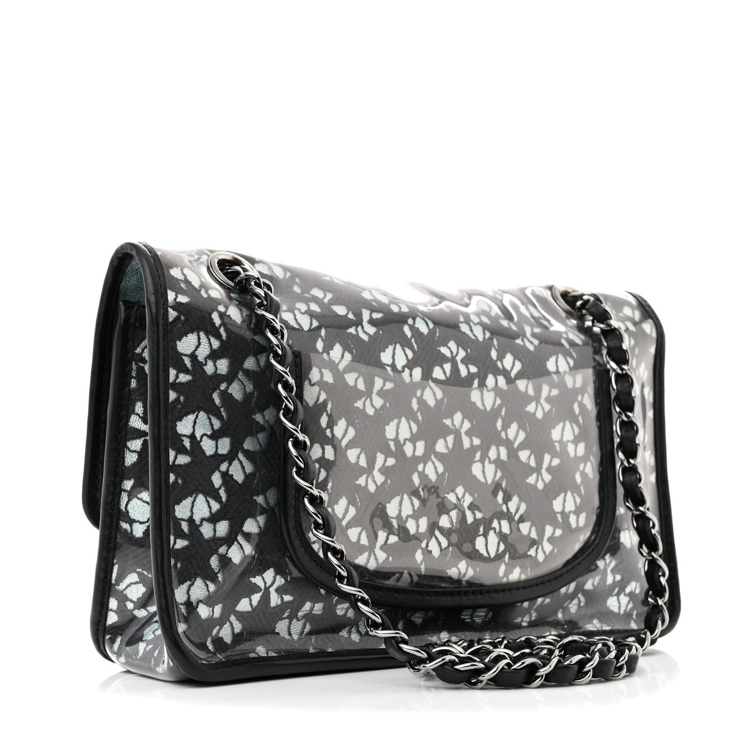 Metallic Lambskin PVC Star Medium Single Flap Blue Black