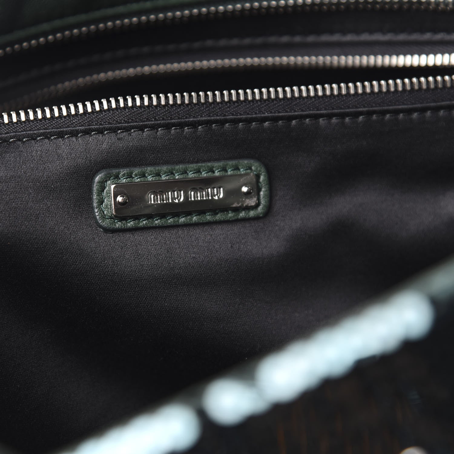 Miu Miu Paillettes Sequin Logo Tote Smeraldo Argent 6 of 9