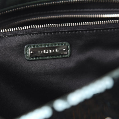 Miu Miu Paillettes Sequin Logo Tote Smeraldo Argent 6 of 9