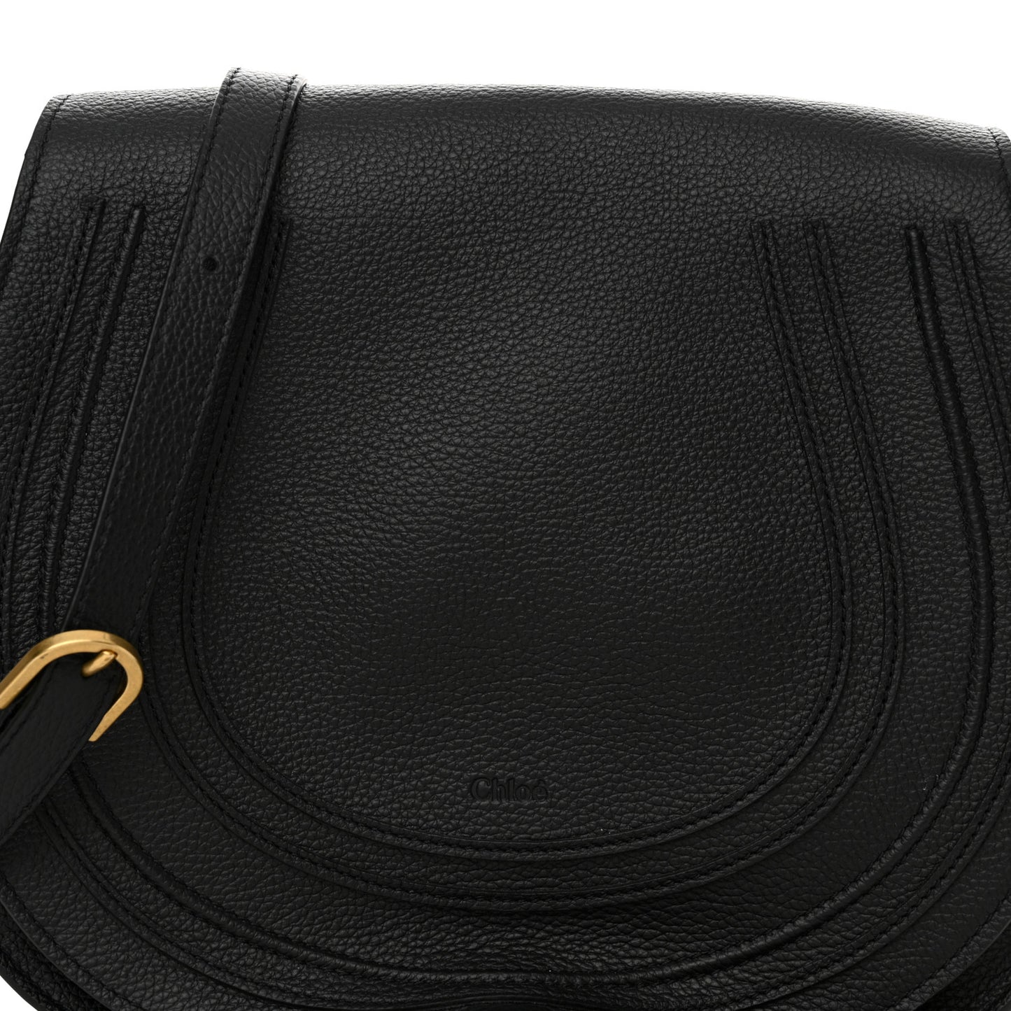 Calfskin Medium Marcie Round Crossbody Bag Black