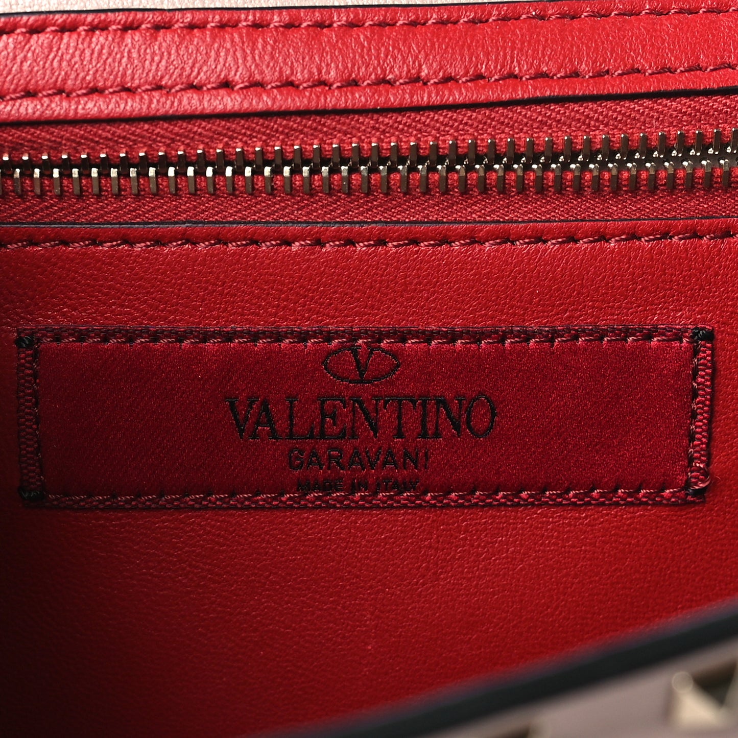 Lambskin Rockstud Spike Wallet on Chain Poudre