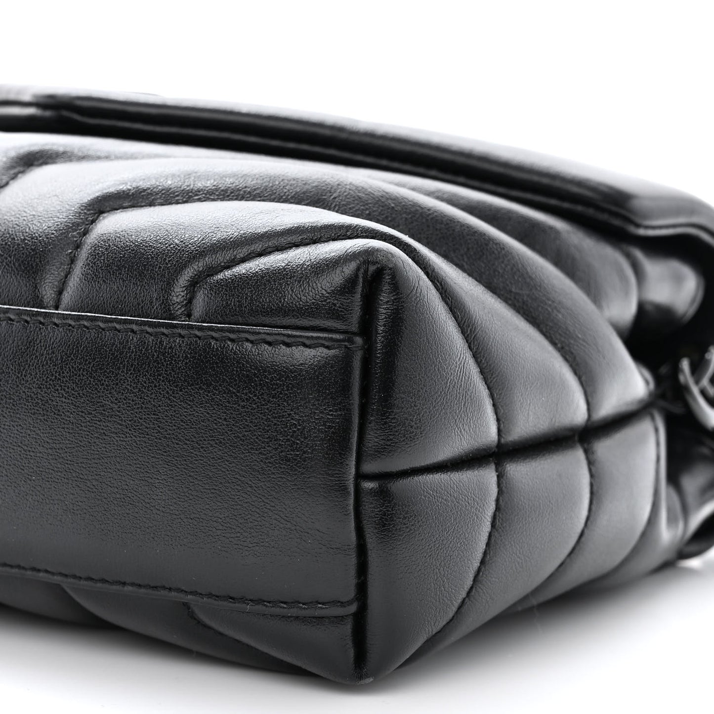 Calfskin Y Quilted Monogram Monochrome Toy Loulou Crossbody Bag Black