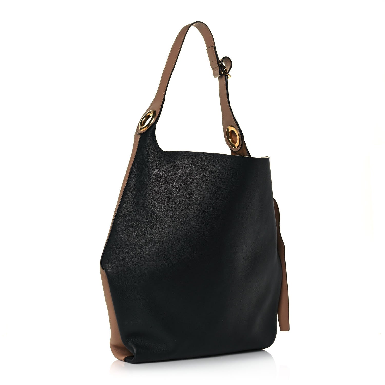 Burberry Calfskin Medium Grommet Hobo Light Camel Black 4 of 11