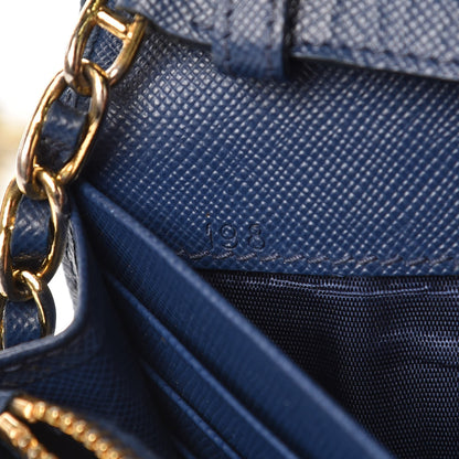 Prada Saffiano Metal Oro Chain Wallet Bleuette 7 of 12