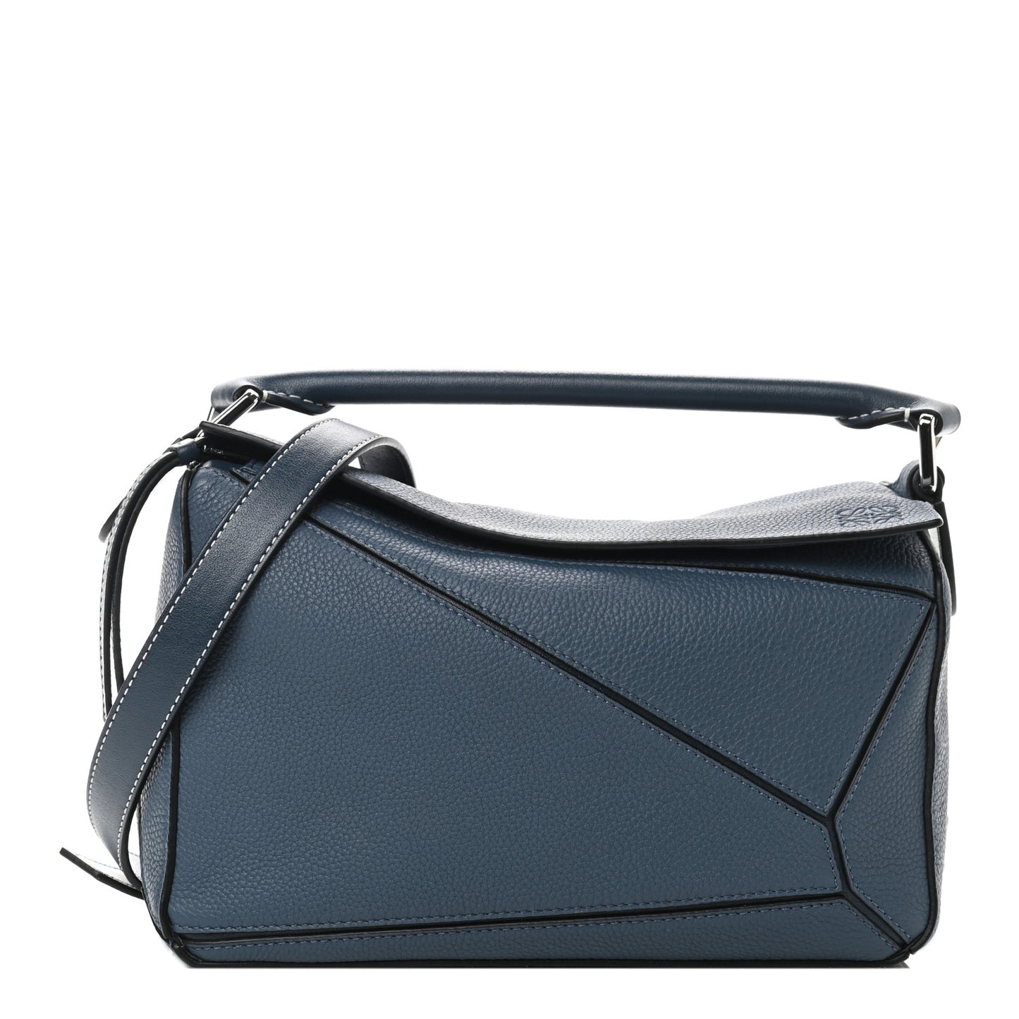 Grained Calfskin Small Puzzle Shoulder Bag Dark Blue