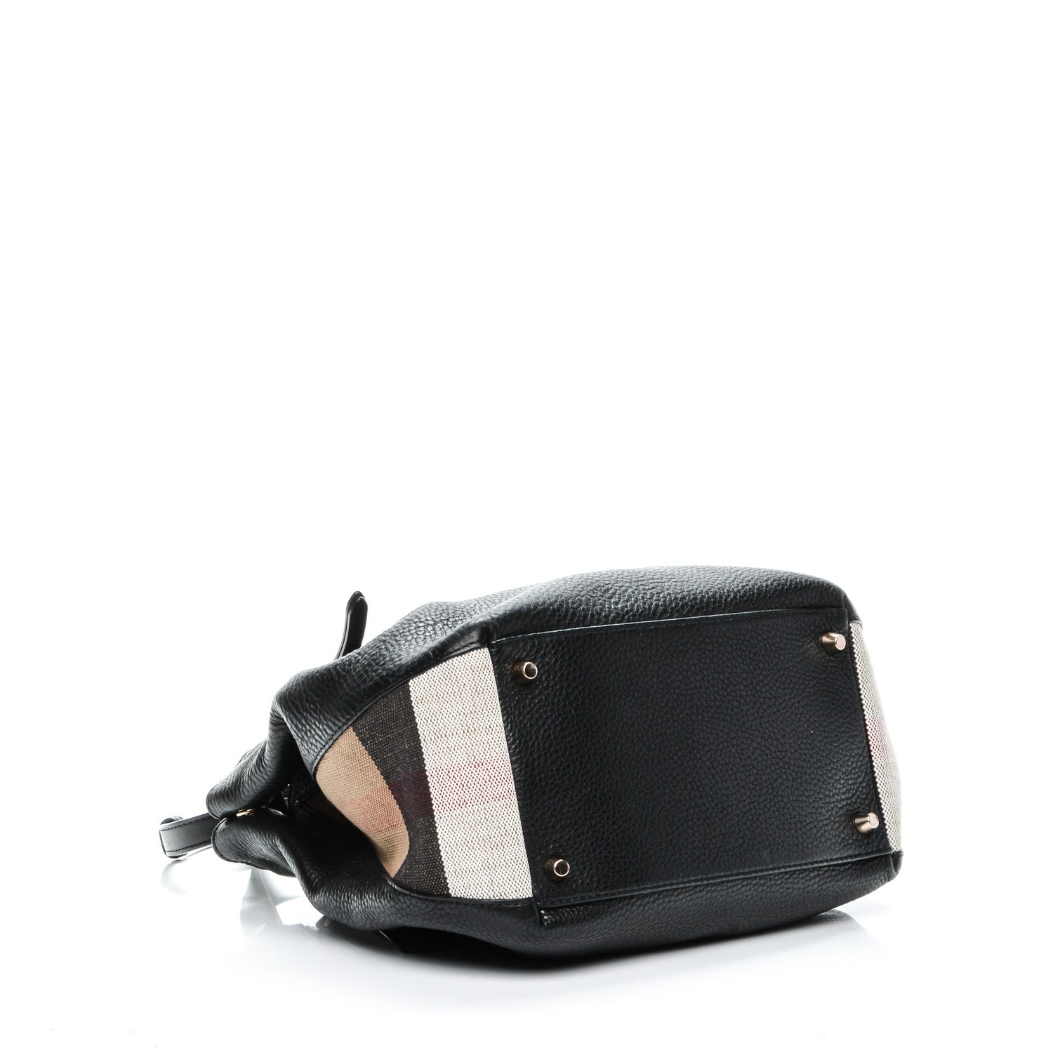 Burberry Grainy Calfskin House Check Small Maidstone Black 4 of 6