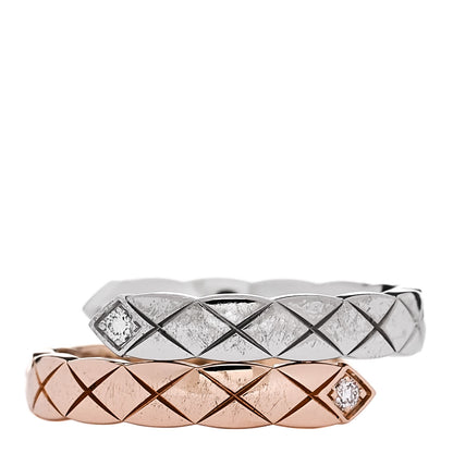 Chanel 18K White Beige Gold Diamond Coco Crush Toi et Moi Ring 50 5.25 1 of 5