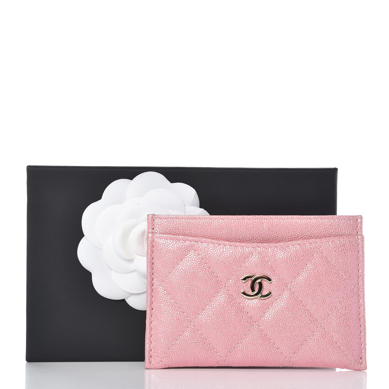 Chanel Iridescent Caviar Quilted Card Holder Rose Pink 9 of 9