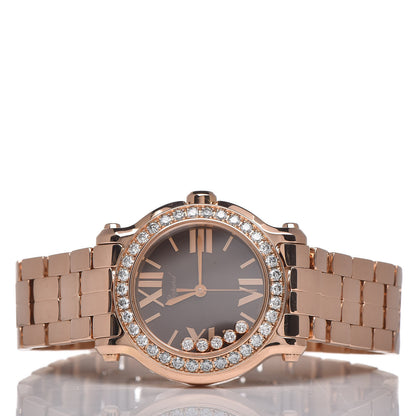 Chopard 18K Rose Gold Diamond Bezel 30mm Happy Sport Quartz Watch Brown 3 of 6