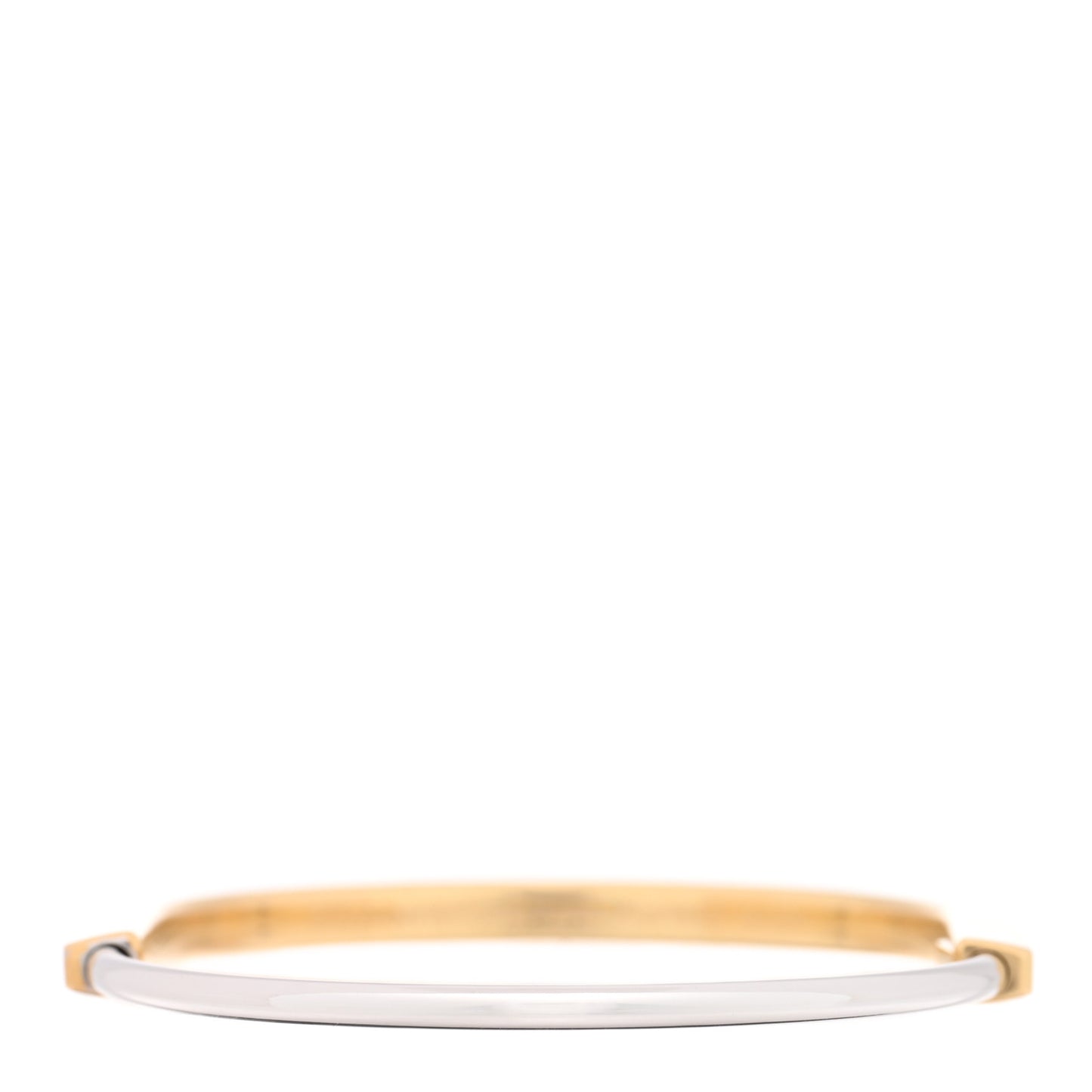 18K Yellow White Gold Diamond Narrow Tiffany Lock Half Pave Bangle Bracelet