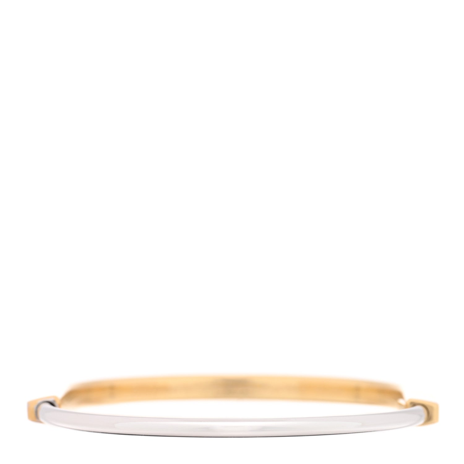 Tiffany 18K Yellow White Gold Diamond Narrow Tiffany Lock Half Pave Bangle Bracelet 3 of 5
