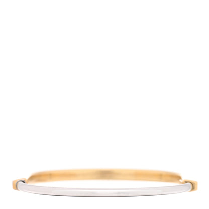 Tiffany 18K Yellow White Gold Diamond Narrow Tiffany Lock Half Pave Bangle Bracelet 3 of 5