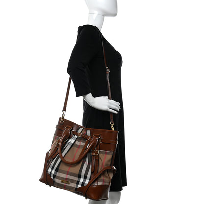 Burberry Bridle Calfskin House Check Medium Whipstitch Tote Dark Tan 2 of 10