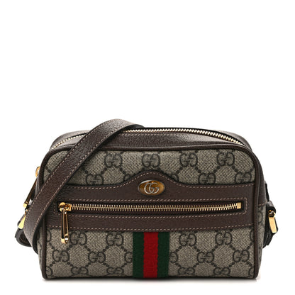 Gucci GG Supreme Monogram Web Mini Ophidia Shoulder Bag Brown 1 of 12