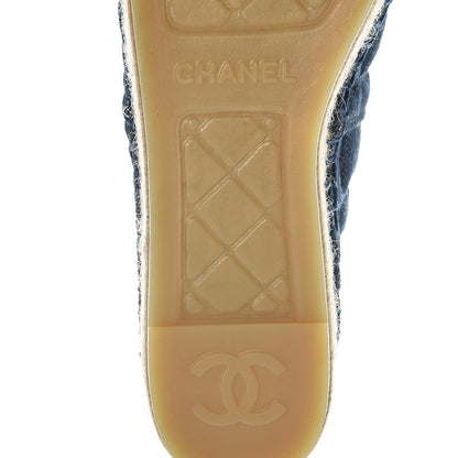 Chanel Denim Toile Embossed CC Espadrilles 37 Navy Black 7 of 8