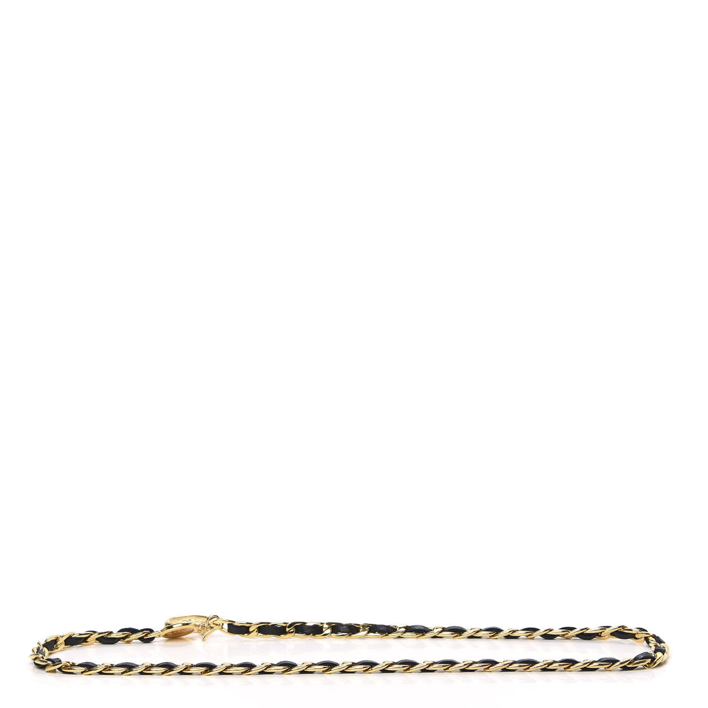 Lambskin Chain CC Medallion Belt Black Gold