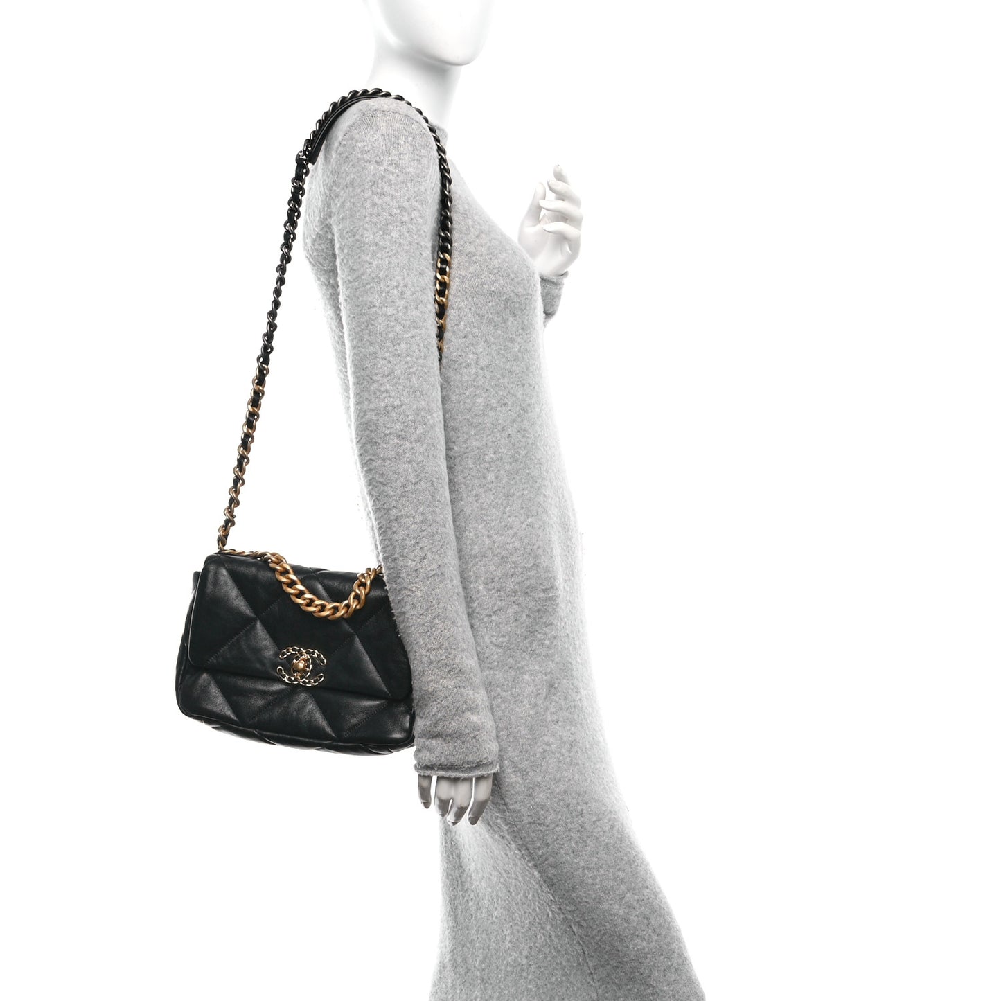 Goatskin Quilted Medium Chanel 19 Flap Black
