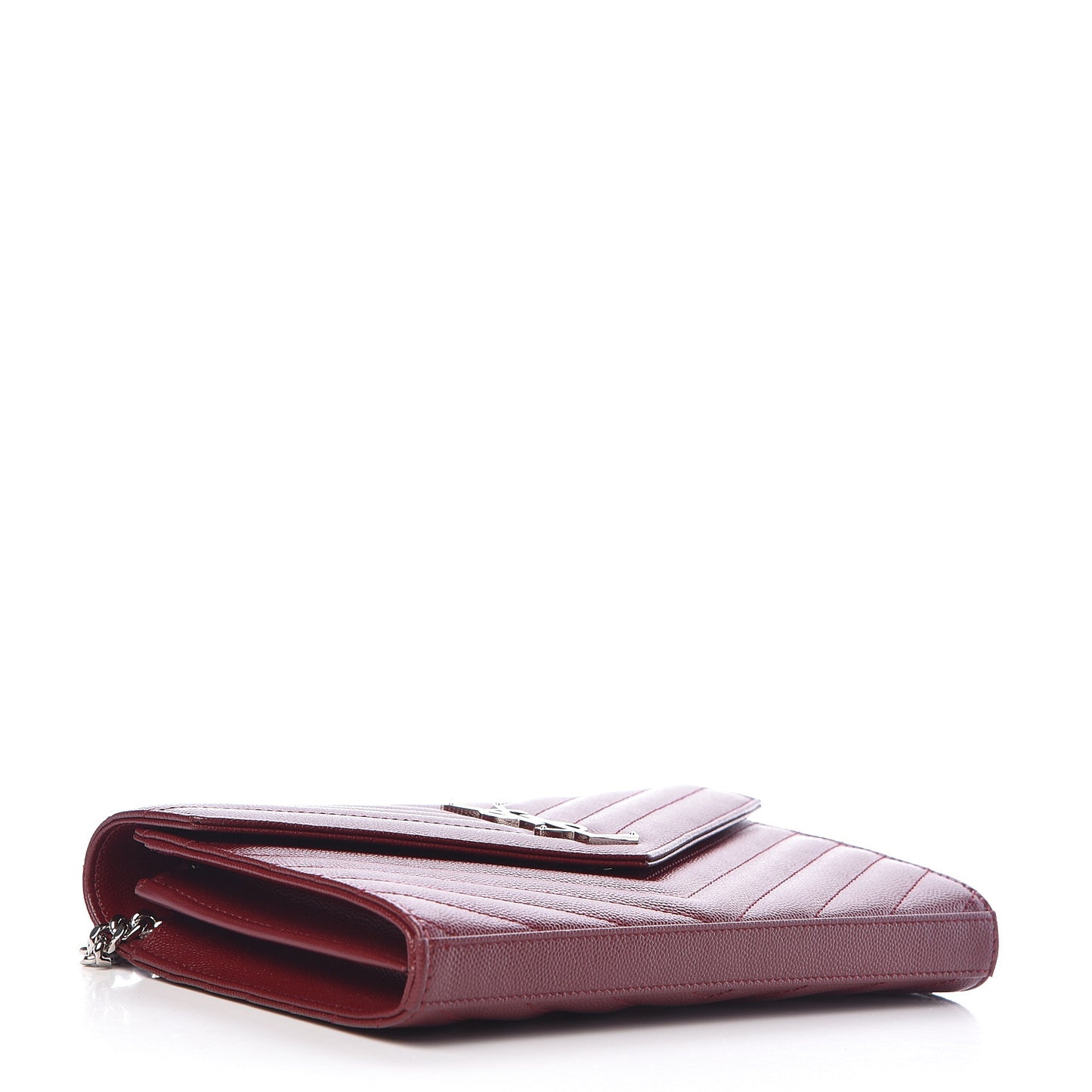 Grain De Poudre Matelasse Chevron Monogram Chain Wallet Palissandre