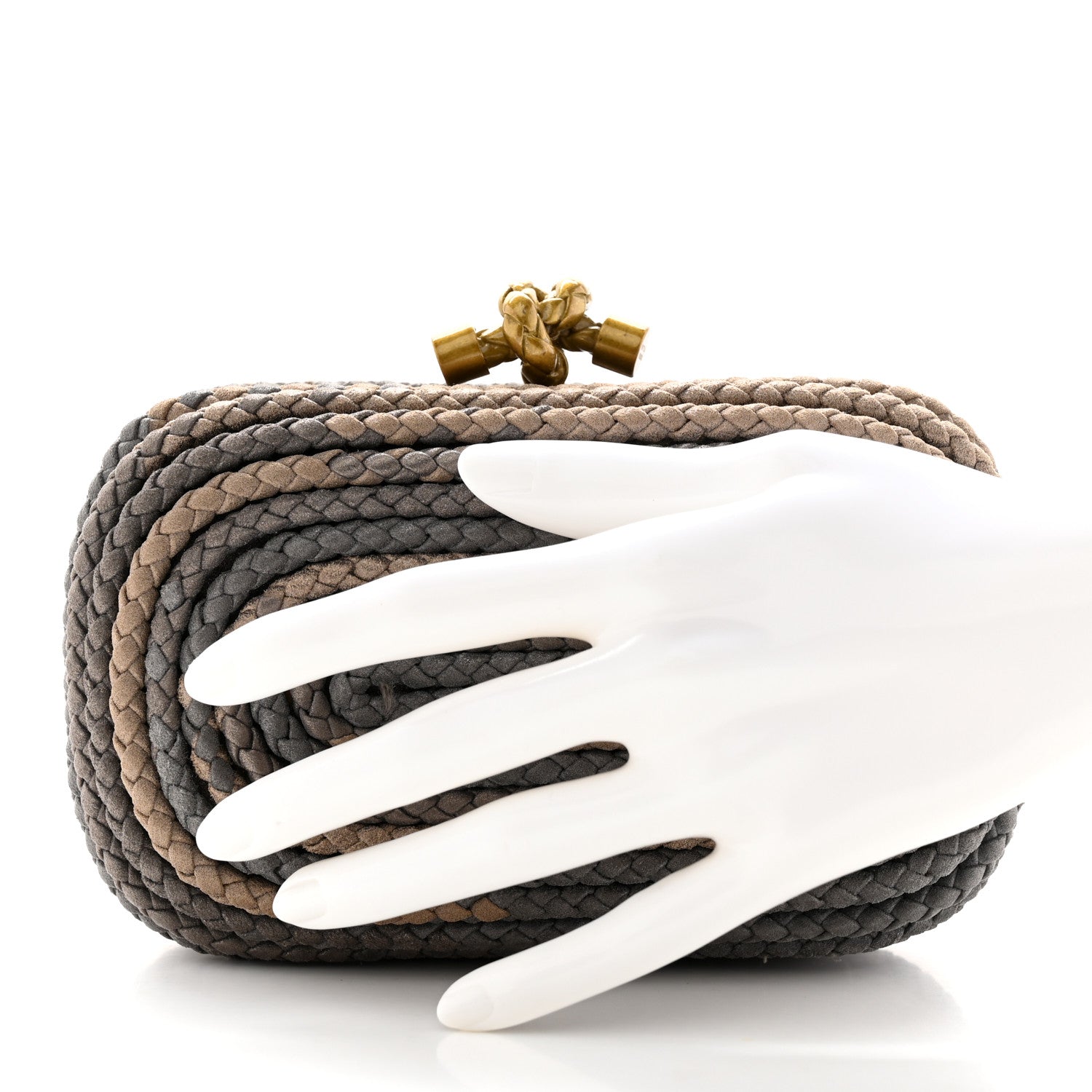 Bottega Veneta Nappa Intrecciato Braided Knot Clutch Brown 2 of 7