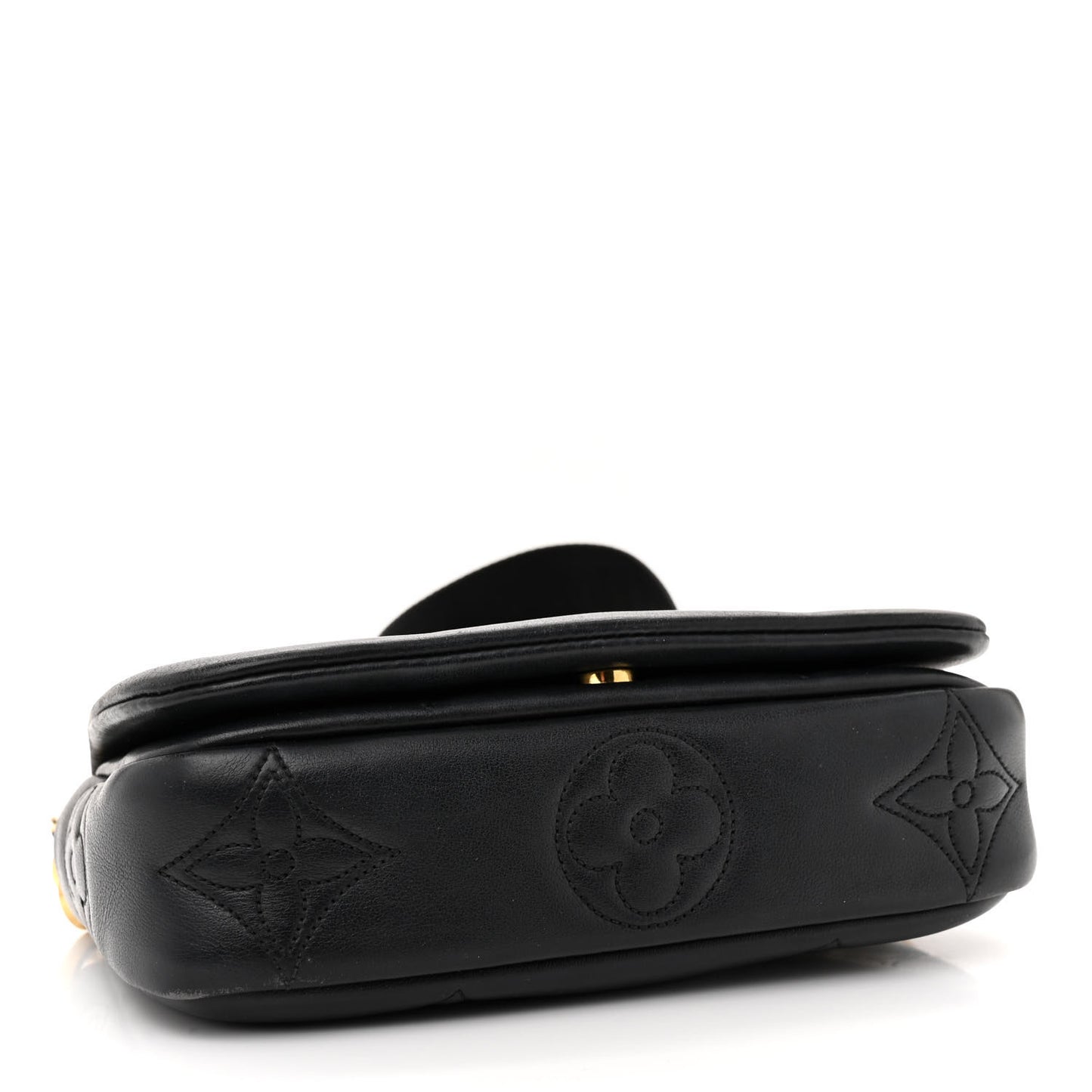 Calfskin Bubblegram Wallet On Strap Black