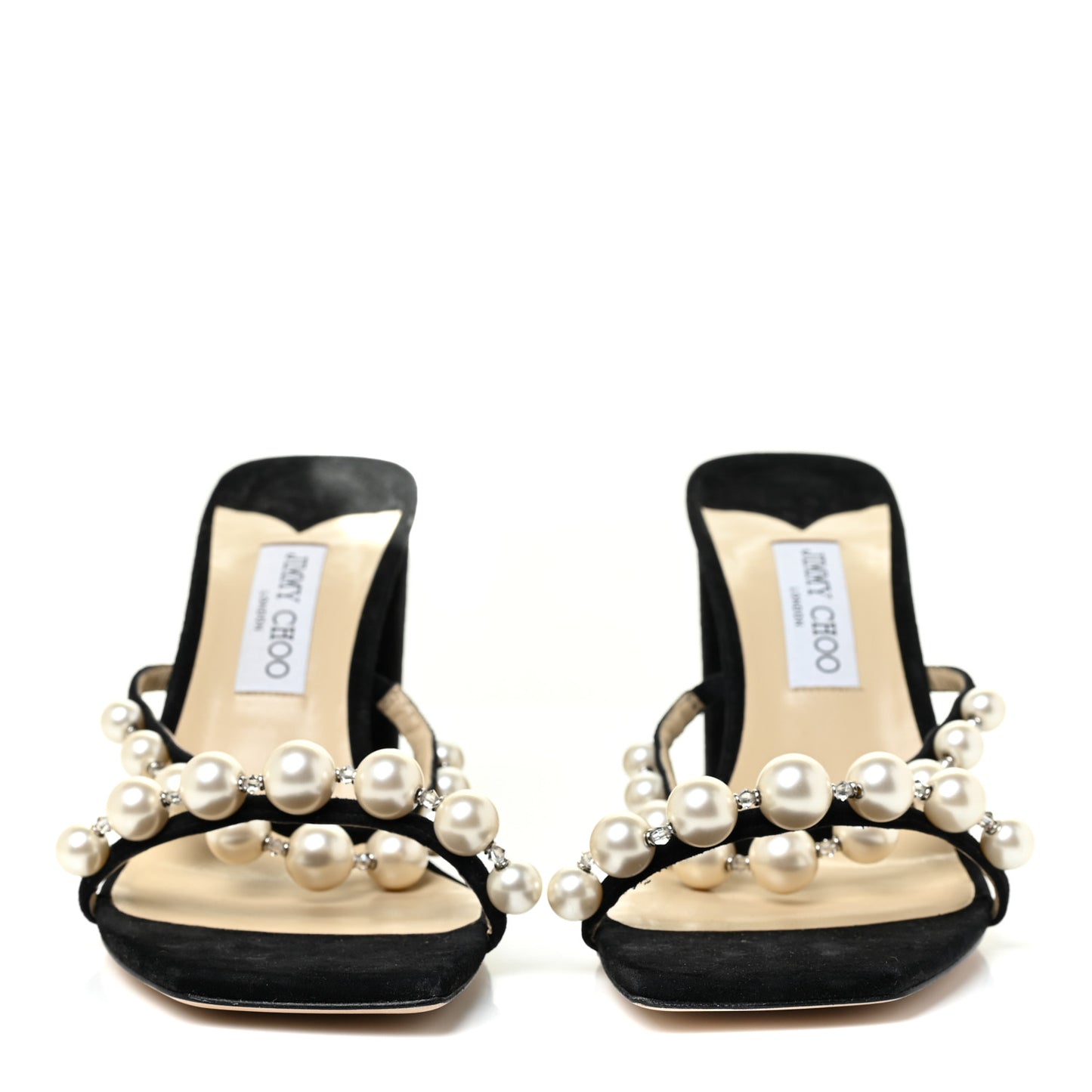 Suede Amara 85 Pearl Block Heel Sandals 42 Black