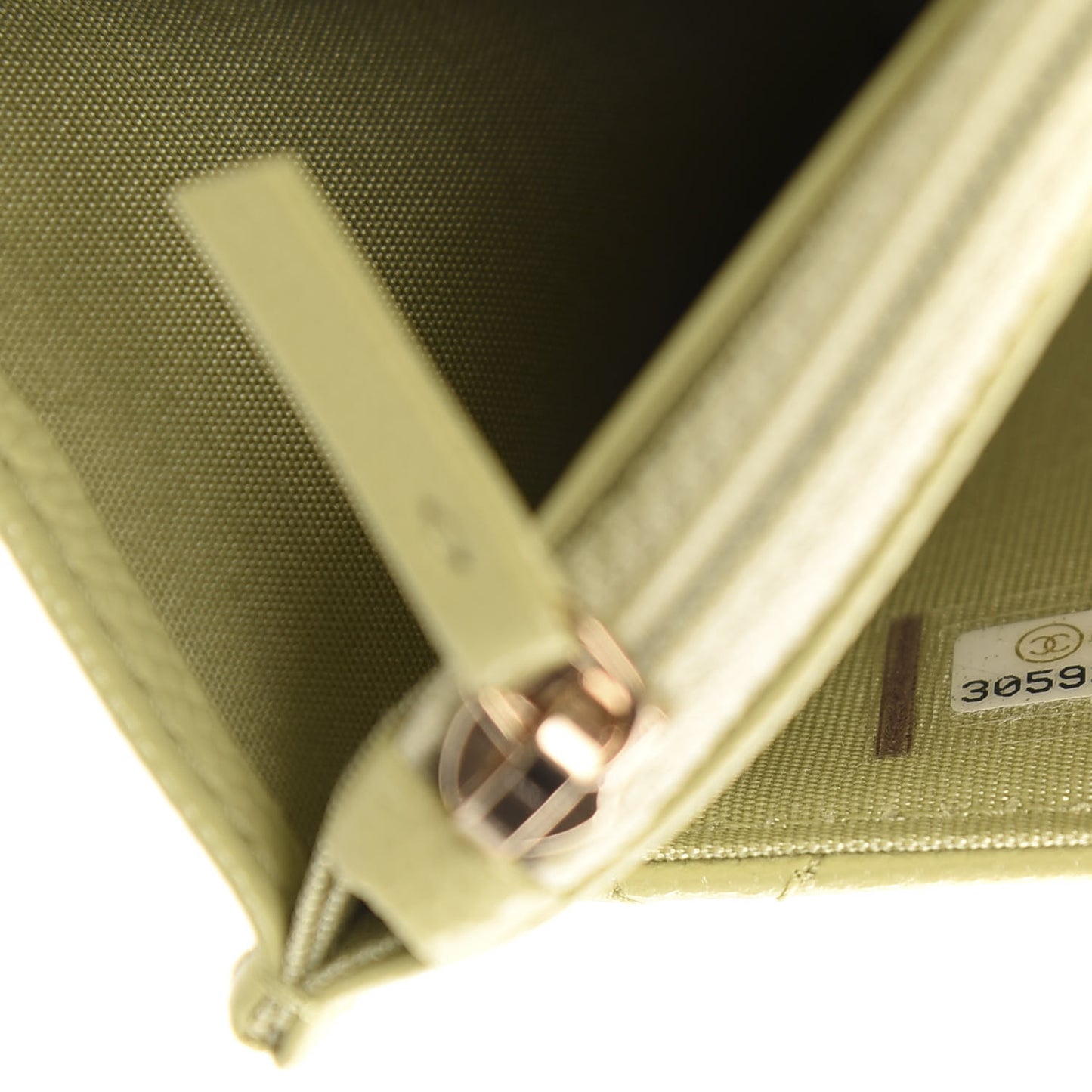 Caviar Quilted French New Wave Chain CC Wallet On Chain WOC Light Green