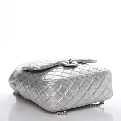 Chanel Metallic Lambskin Quilted Large In Seoul Backpack Silver 4 of 7