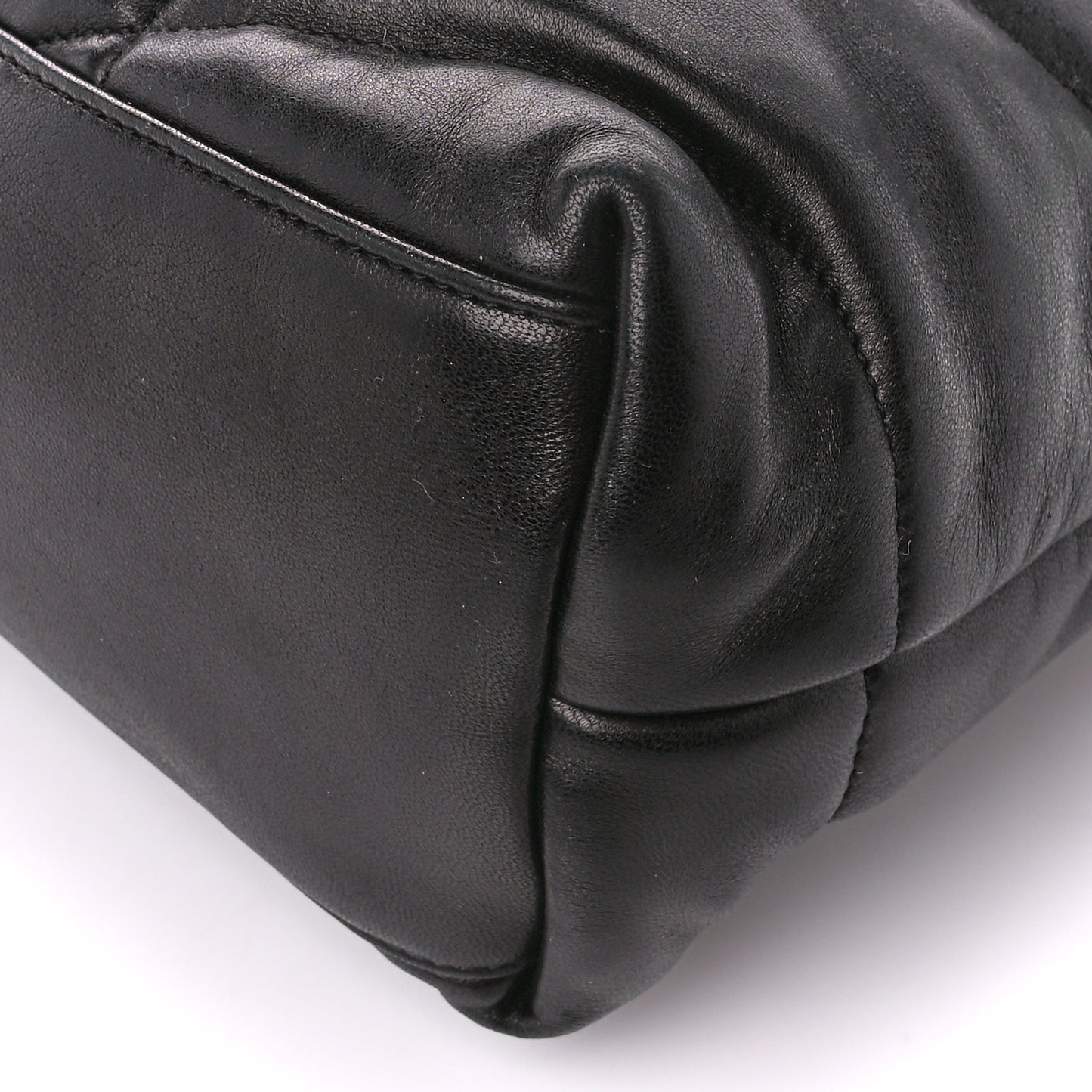Lambskin Quilted Monogram Monochrome Medium Loulou Puffer Chain Satchel Black