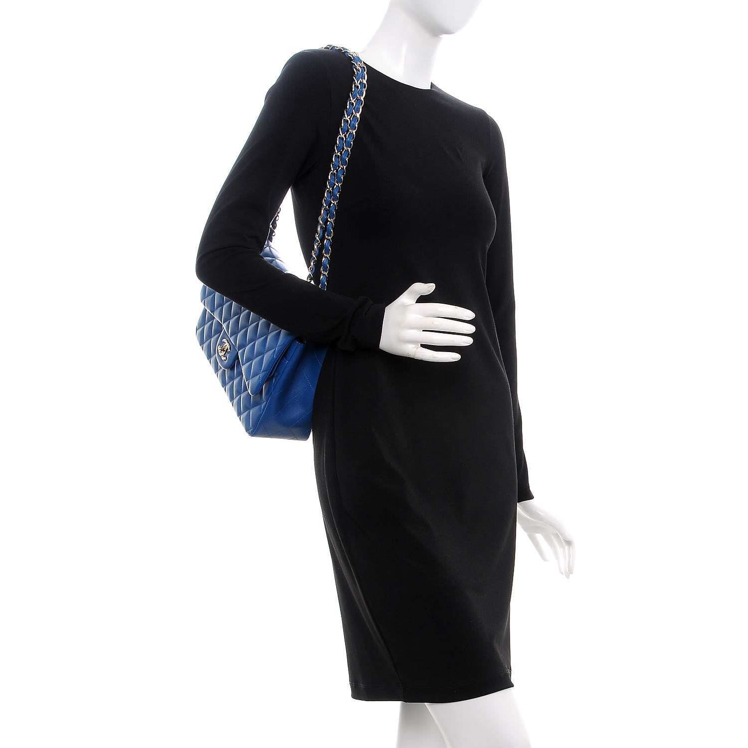 Chanel Lambskin Quilted Jumbo Double Flap Blue 3 of 9