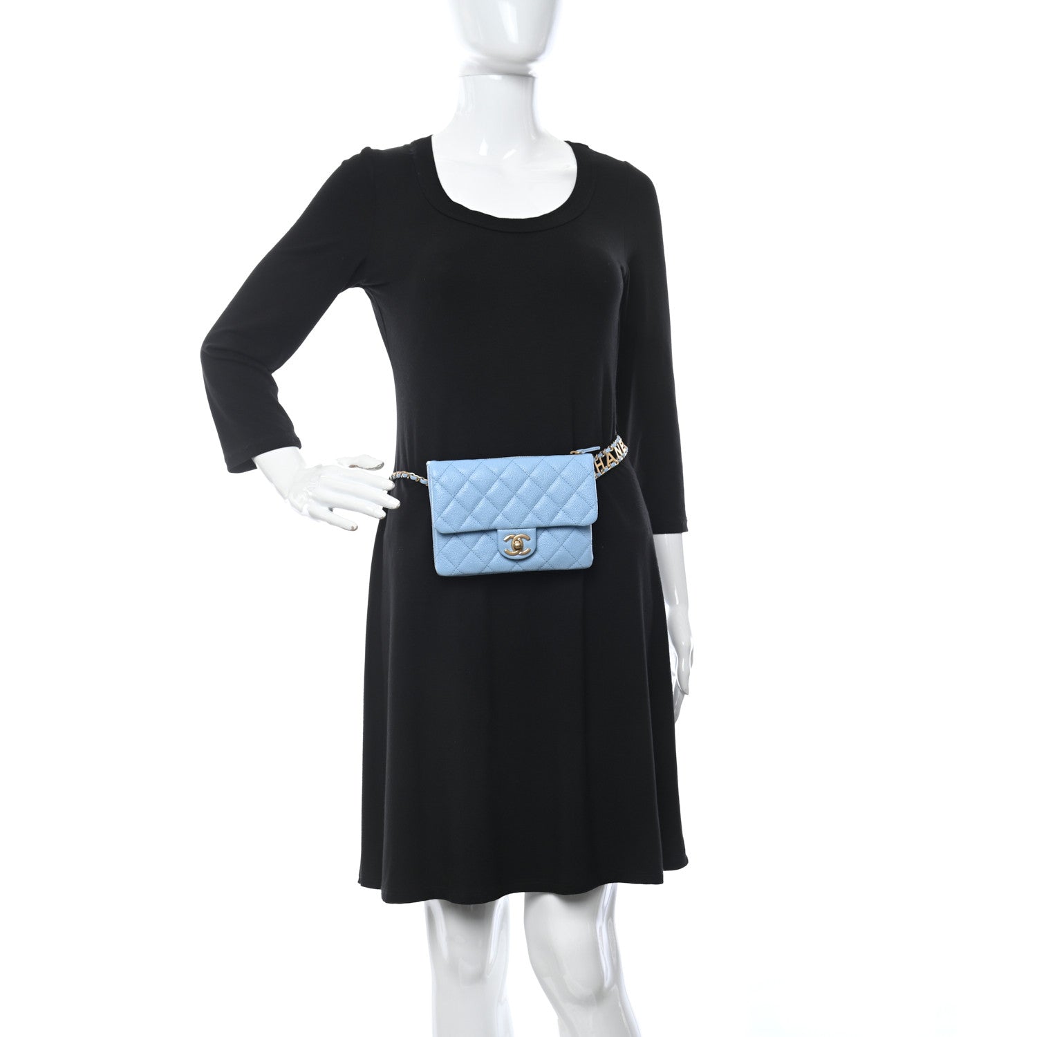 Chanel Shiny Caviar Pick Me Up Flap Belt Bag Light Blue 2 of 12