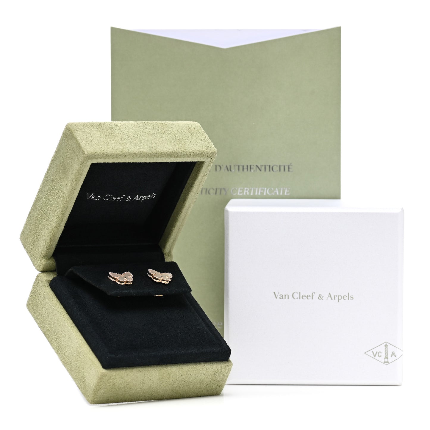 18K Yellow Gold Mother of Pearl Sweet Alhambra Butterfly Earrings