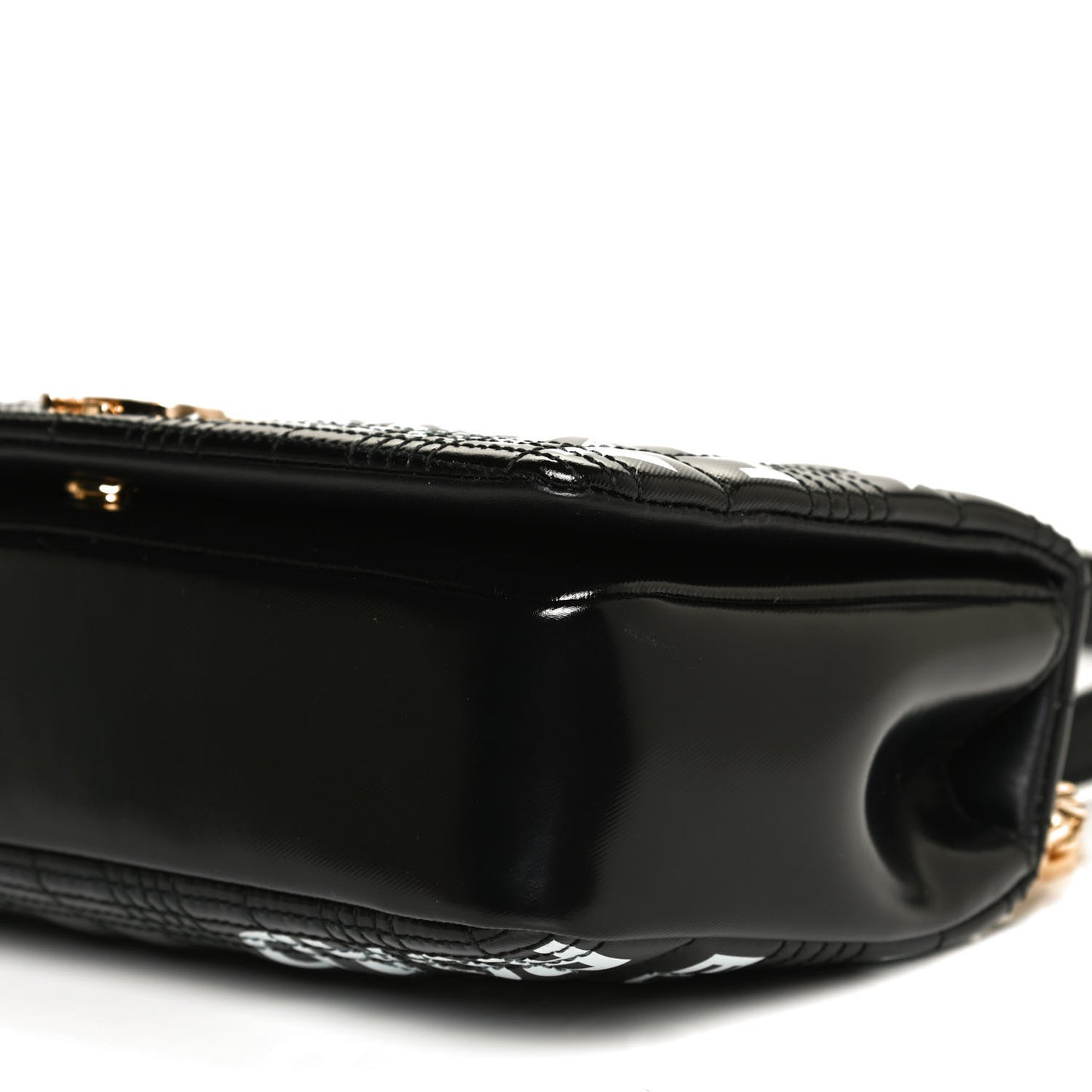 Patent Quilted Horseferry Print Small Lola Bag Black