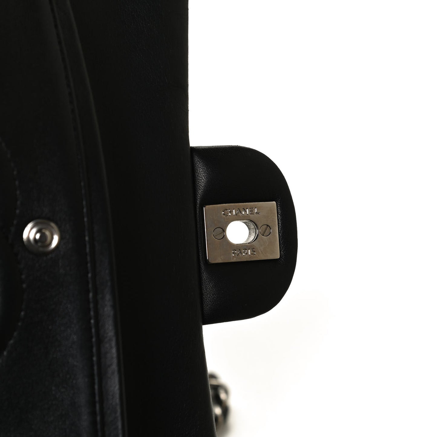 Patent Quilted Medium Double Flap Black