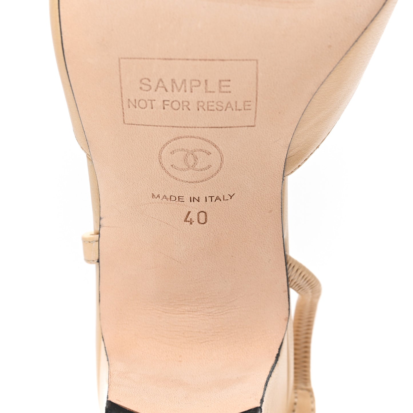 Goatskin Grosgrain Cap Toe CC Slingback Pumps 40 Beige Black