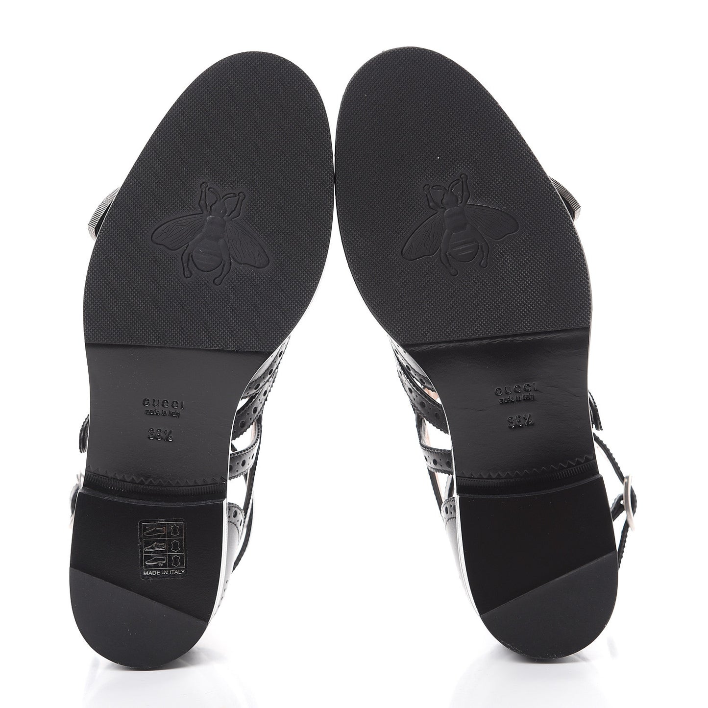 Calfskin Bee Embroidered Womens Queercore Brogue Wingtip Monk Strap Loafers 36.5 Black
