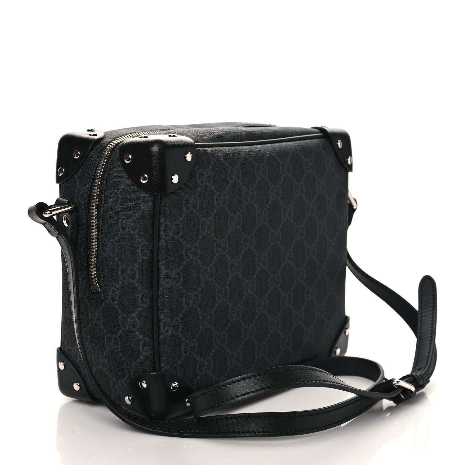 Gucci GG Supreme Monogram Selleria Calfskin Square Messenger Bag Black 3 of 7