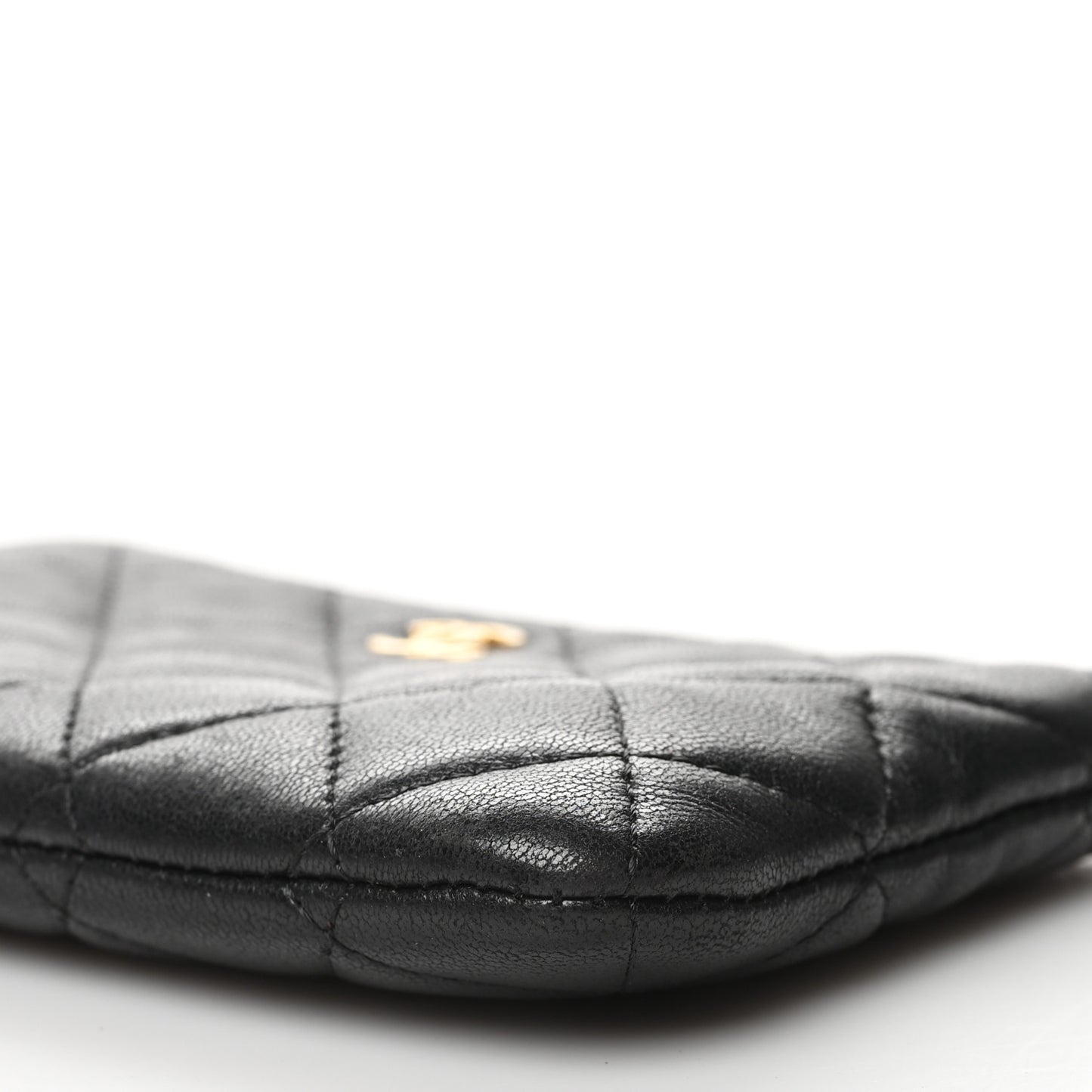 Lambskin Quilted Small Cosmetic Case Black