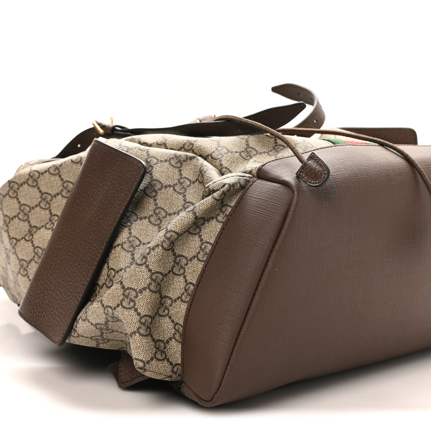 Gucci GG Supreme Monogram Medium Ophidia Double Buckle Backpack Brown 9 of 10