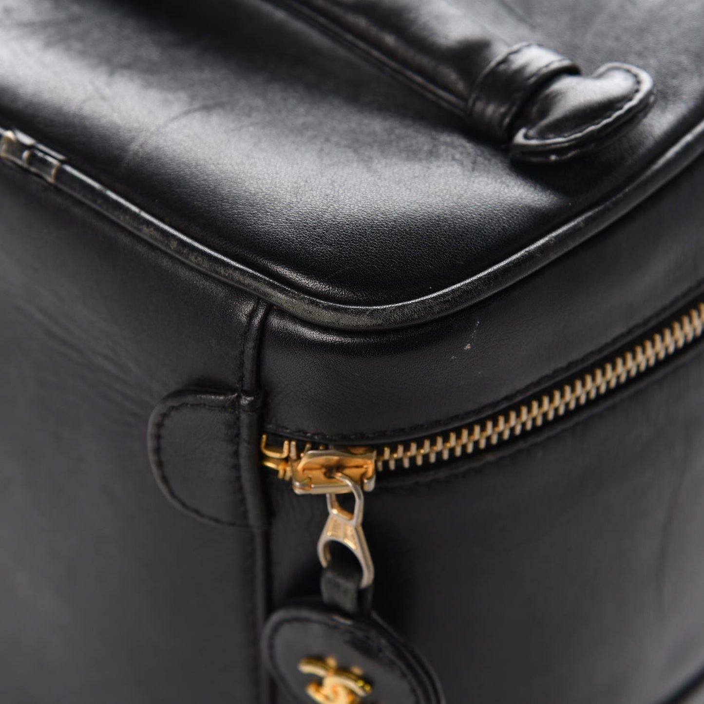 Lambskin Vanity Cosmetic Case Black