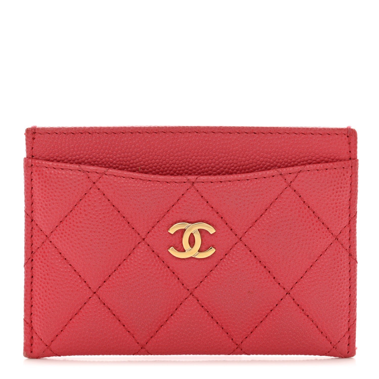 Chanel Caviar Quilted Card Holder Dark Pink 1 of 10