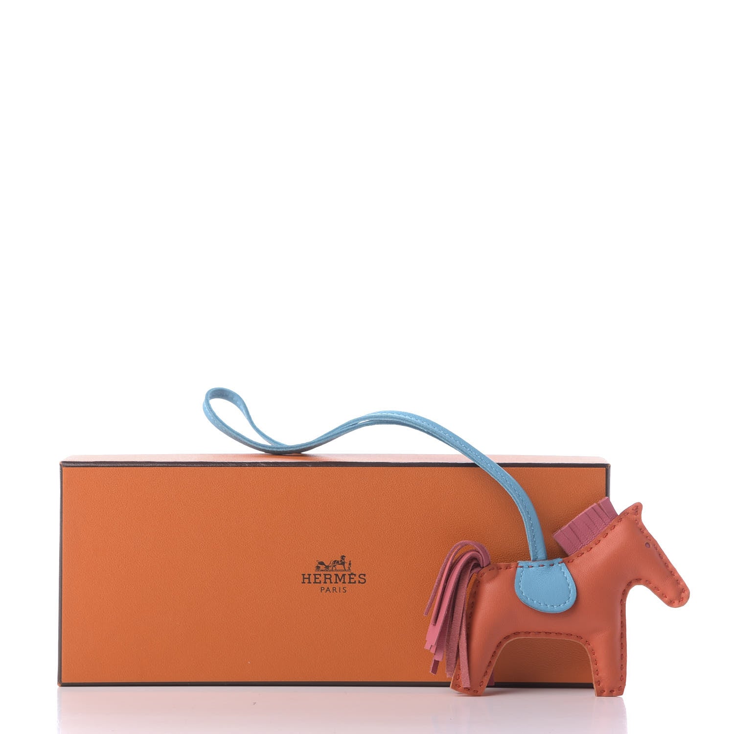 Hermes Milo Lambskin Grigri Rodeo Horse Bag Charm PM Orange Poppy Rose Azalee Bleu Azteque 5 of 5