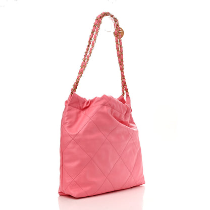 Chanel Shiny Calfskin Quilted Small Chanel 22 Coral Pink 4 of 12