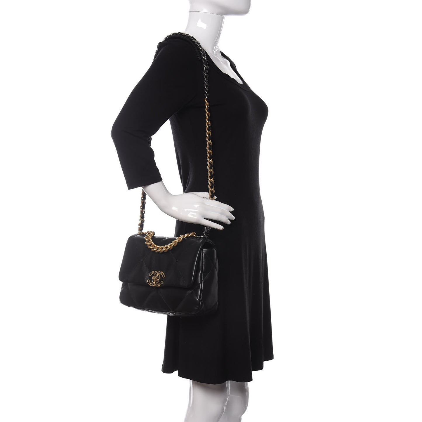 Lambskin Quilted Medium Chanel 19 Flap Black