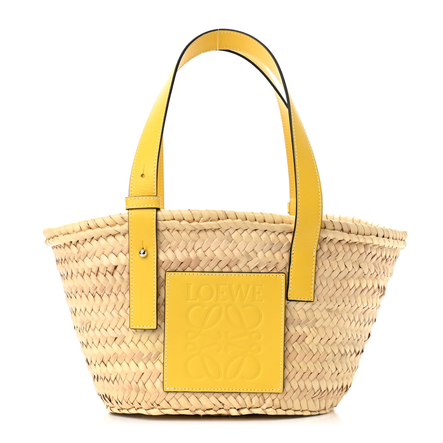Raffia Small Basket Tote Bag Natural Yellow