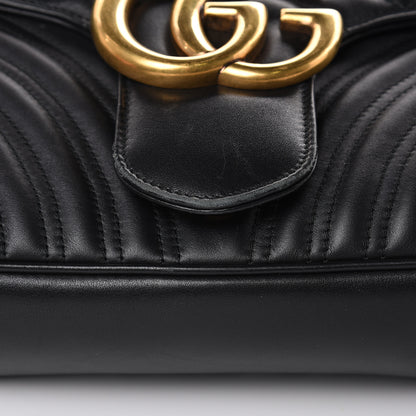 Gucci Calfskin Matelasse Medium GG Marmont Shoulder Bag Black 11 of 17