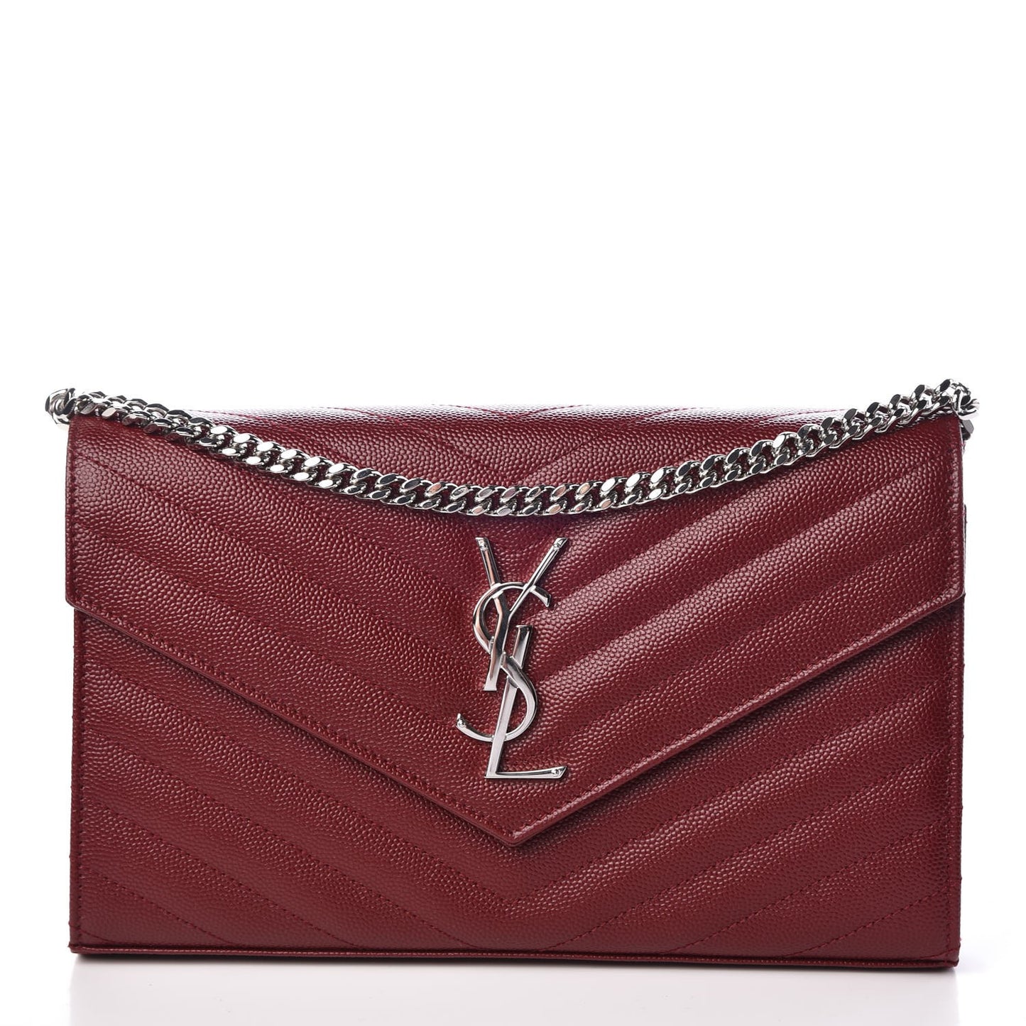 Grain De Poudre Matelasse Chevron Monogram Chain Wallet Palissandre