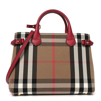 Burberry House Check Grainy Calfskin Medium Banner Tote Russet Red 1 of 10