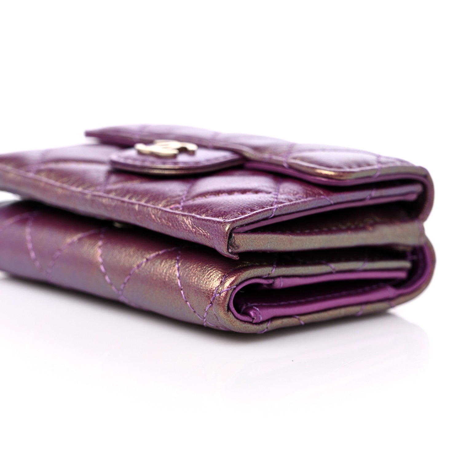Chanel Iridescent Lambskin Small Quilted Flap Wallet Purple 12 of 13